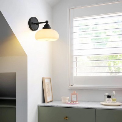 Alberta Bauhaus Milk White Glass Wall Sconce Alberta Bauhaus Milk White Glass Wall Sconce