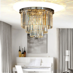 Brigitte Luxurious Three Layer Crystal Flush Mount Chandelier