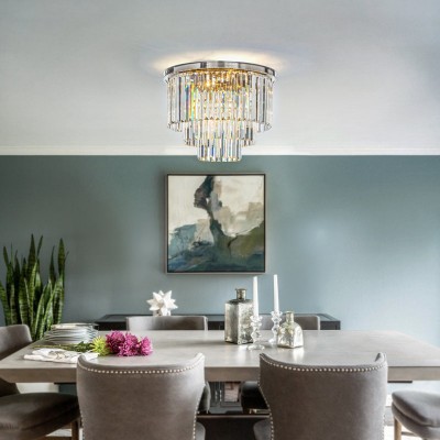 Brigitte Luxurious Three Layer Crystal Flush Mount Chandelier