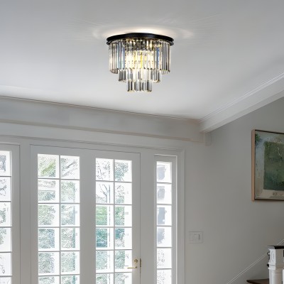 Brigitte Luxurious Three Layer Crystal Flush Mount Chandelier