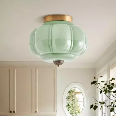 Ozita Retro Milk Glass Semi Flush Mount Eloise Ceiling Light Ozita Retro Milk Glass Semi Flush Mount Eloise Ceiling Light
