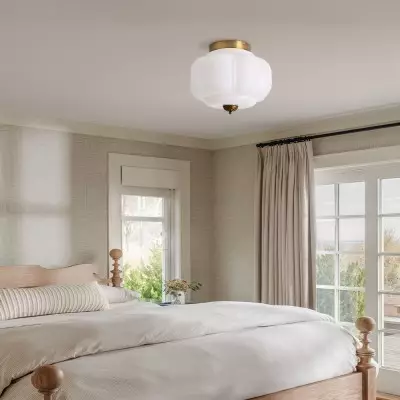 Ozita Retro Milk Glass Semi Flush Mount Eloise Ceiling Light Ozita Retro Milk Glass Semi Flush Mount Eloise Ceiling Light