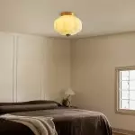 Ozita Retro Milk Glass Semi Flush Mount Eloise Ceiling Light