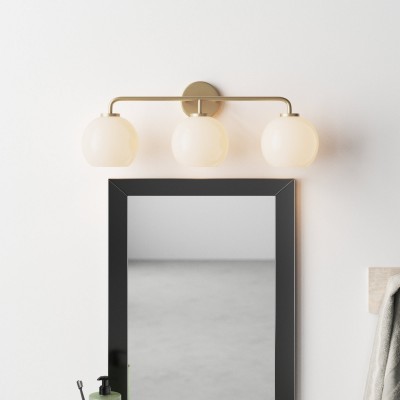 Ericka Farmhouse 3 Light Glass Globe Vanity Light Ericka Farmhouse 3 Light Glass Globe Vanity Light