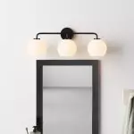 Ericka Farmhouse 3 Light Glass Globe Vanity Light Ericka Farmhouse 3 Light Glass Globe Vanity Light