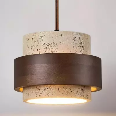 Timothy Wabi Sabi Cylindrical Travertine Pendant Light Timothy Wabi Sabi Cylindrical Travertine Pendant Light