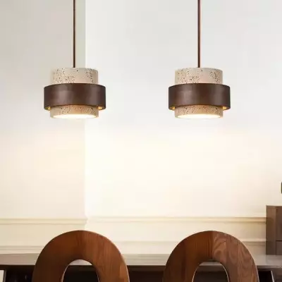 Timothy Wabi Sabi Cylindrical Travertine Pendant Light Timothy Wabi Sabi Cylindrical Travertine Pendant Light