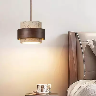 Timothy Wabi Sabi Cylindrical Travertine Pendant Light Timothy Wabi Sabi Cylindrical Travertine Pendant Light