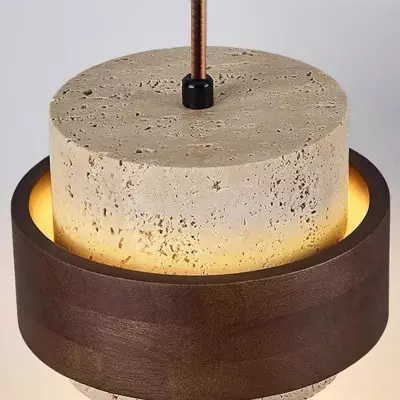 Timothy Wabi Sabi Cylindrical Travertine Pendant Light Timothy Wabi Sabi Cylindrical Travertine Pendant Light