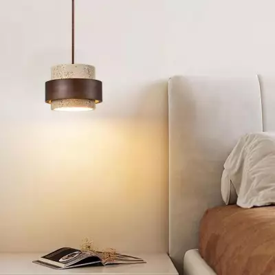 Timothy Wabi Sabi Cylindrical Travertine Pendant Light Timothy Wabi Sabi Cylindrical Travertine Pendant Light