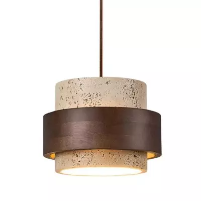Timothy Wabi Sabi Cylindrical Travertine Pendant Light Timothy Wabi Sabi Cylindrical Travertine Pendant Light