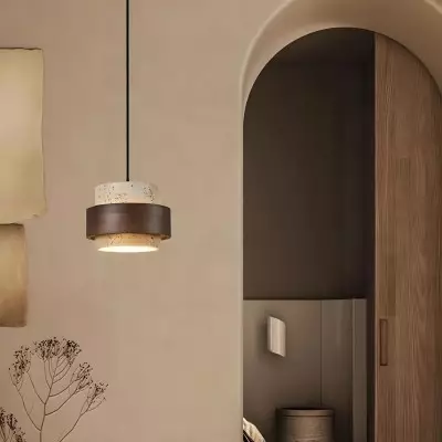 Timothy Wabi Sabi Cylindrical Travertine Pendant Light Timothy Wabi Sabi Cylindrical Travertine Pendant Light
