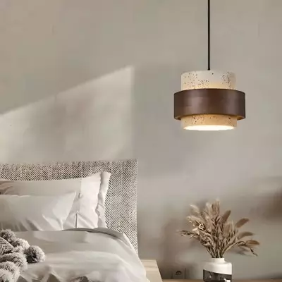 Timothy Wabi Sabi Cylindrical Travertine Pendant Light Timothy Wabi Sabi Cylindrical Travertine Pendant Light