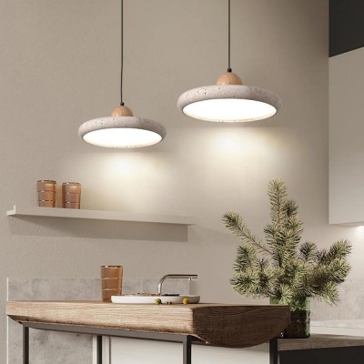 Aggiea Minimalist Yellow Travertine Frisbee Pendant Lamp Aggiea Minimalist Yellow Travertine Frisbee Pendant Lamp