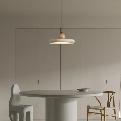 Aggiea Minimalist Yellow Travertine Frisbee Pendant Lamp Aggiea Minimalist Yellow Travertine Frisbee Pendant Lamp