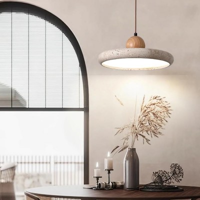 Aggiea Minimalist Yellow Travertine Frisbee Pendant Lamp Aggiea Minimalist Yellow Travertine Frisbee Pendant Lamp