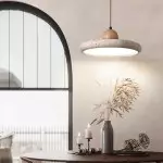 Aggiea Minimalist Yellow Travertine Frisbee Pendant Lamp