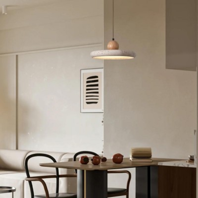 Aggiea Minimalist Yellow Travertine Frisbee Pendant Lamp Aggiea Minimalist Yellow Travertine Frisbee Pendant Lamp