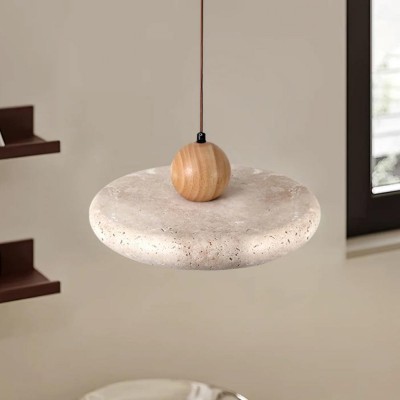 Aggiea Minimalist Yellow Travertine Frisbee Pendant Lamp Aggiea Minimalist Yellow Travertine Frisbee Pendant Lamp