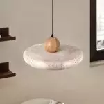 Aggiea Minimalist Yellow Travertine Frisbee Pendant Lamp