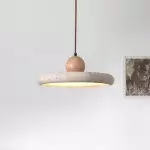 Aggiea Minimalist Yellow Travertine Frisbee Pendant Lamp