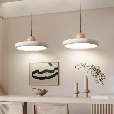 Aggiea Minimalist Yellow Travertine Frisbee Pendant Lamp Aggiea Minimalist Yellow Travertine Frisbee Pendant Lamp