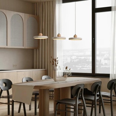 Aggiea Minimalist Yellow Travertine Frisbee Pendant Lamp Aggiea Minimalist Yellow Travertine Frisbee Pendant Lamp