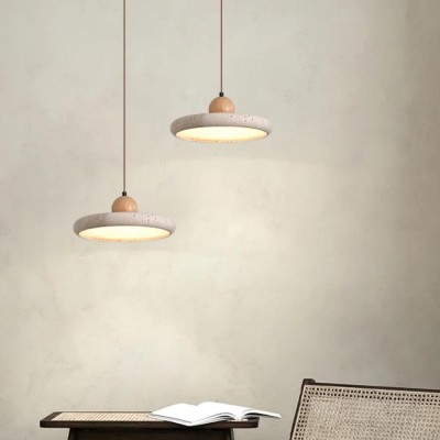 Aggiea Minimalist Yellow Travertine Frisbee Pendant Lamp Aggiea Minimalist Yellow Travertine Frisbee Pendant Lamp