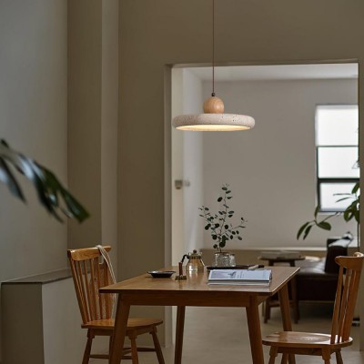 Aggiea Minimalist Yellow Travertine Frisbee Pendant Lamp Aggiea Minimalist Yellow Travertine Frisbee Pendant Lamp