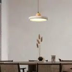 Aggiea Minimalist Yellow Travertine Frisbee Pendant Lamp