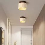 Wiktora Natural Cylindrical Travertine Wooden Ceiling Light