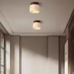 Wiktora Natural Cylindrical Travertine Wooden Ceiling Light