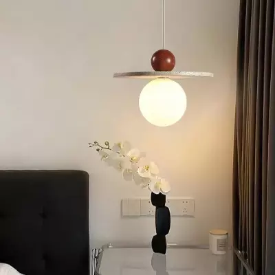 Jeremiah Cream Style Flying Disc Travertine Pendant Light Jeremiah Cream Style Flying Disc Travertine Pendant Light