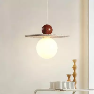 Jeremiah Cream Style Flying Disc Travertine Pendant Light Jeremiah Cream Style Flying Disc Travertine Pendant Light