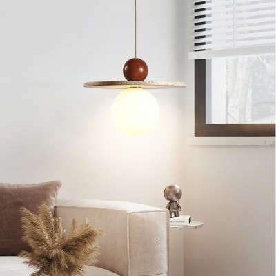 Jeremiah Cream Style Flying Disc Travertine Pendant Light Jeremiah Cream Style Flying Disc Travertine Pendant Light