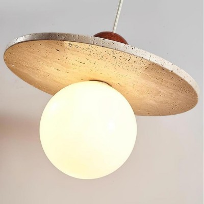 Jeremiah Cream Style Flying Disc Travertine Pendant Light Jeremiah Cream Style Flying Disc Travertine Pendant Light