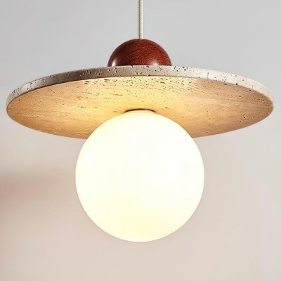 Jeremiah Cream Style Flying Disc Travertine Pendant Light Jeremiah Cream Style Flying Disc Travertine Pendant Light