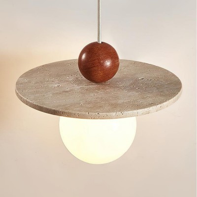 Jeremiah Cream Style Flying Disc Travertine Pendant Light Jeremiah Cream Style Flying Disc Travertine Pendant Light