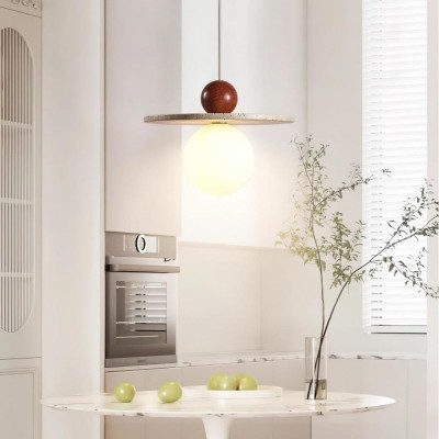 Jeremiah Cream Style Flying Disc Travertine Pendant Light Jeremiah Cream Style Flying Disc Travertine Pendant Light