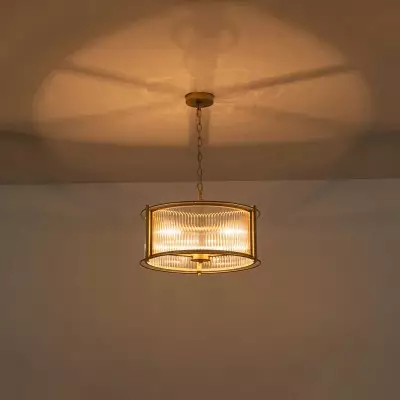Tycho Modern Fluted Glass Drum Pendant Tycho Modern Fluted Glass Drum Pendant