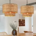 Harland Beachy Natural Rattan Double Drum Pendant Light
