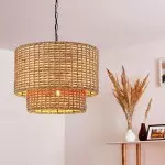 Harland Beachy Natural Rattan Double Drum Pendant Light