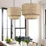 Harland Beachy Natural Rattan Double Drum Pendant Light