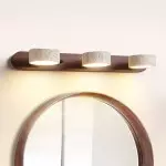 Benjamin Rustic Adjustable Travertine Wood Led Vanity Sconce