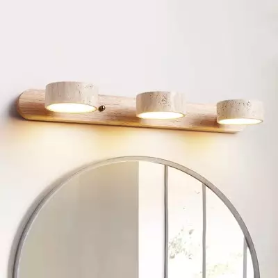 Benjamin Rustic Adjustable Travertine Wood Led Vanity Sconce Benjamin Rustic Adjustable Travertine Wood Led Vanity Sconce