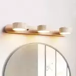 Benjamin Rustic Adjustable Travertine Wood Led Vanity Sconce