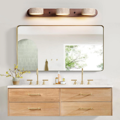 Benjamin Rustic Adjustable Travertine Wood Led Vanity Sconce Benjamin Rustic Adjustable Travertine Wood Led Vanity Sconce