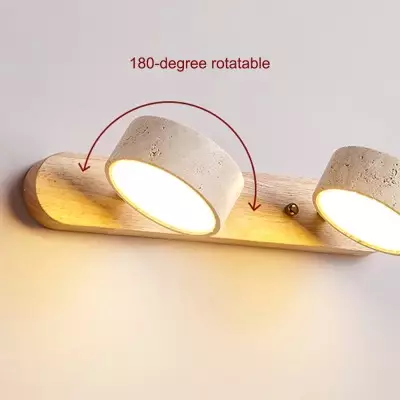Benjamin Rustic Adjustable Travertine Wood Led Vanity Sconce Benjamin Rustic Adjustable Travertine Wood Led Vanity Sconce