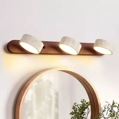 Benjamin Rustic Adjustable Travertine Wood Led Vanity Sconce Benjamin Rustic Adjustable Travertine Wood Led Vanity Sconce