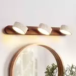 Benjamin Rustic Adjustable Travertine Wood Led Vanity Sconce
